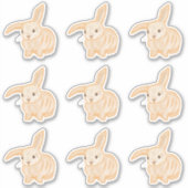 Cute Brown Bunny Rabbit - 9x cut-out. Sticker (Voorkant)