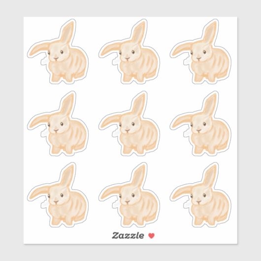 Cute Brown Bunny Rabbit - 9x cut-out. Sticker (Vel)