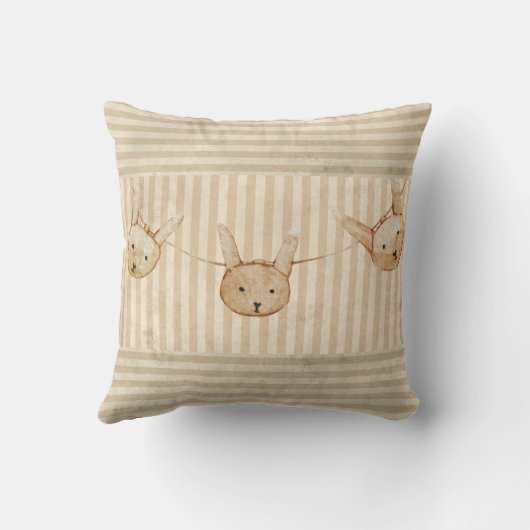 Cute Brown Bunny Rabbit Stripe Kussen (Achterkant)