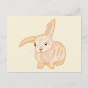Cute Brown Bunny Rabbit - transparant op beige. Briefkaart