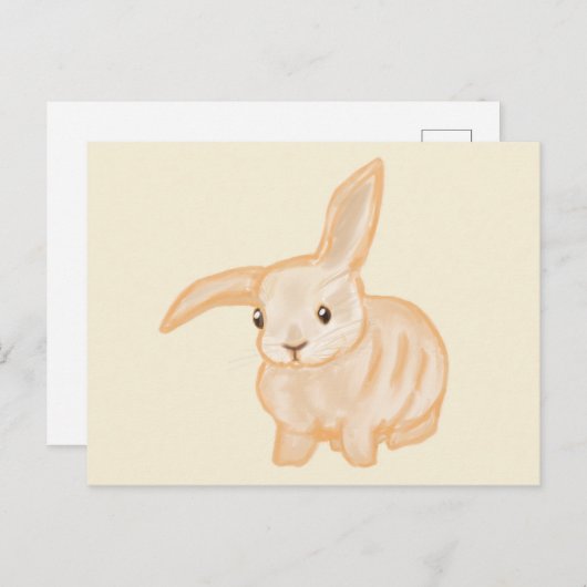 Cute Brown Bunny Rabbit - transparant op beige. Briefkaart (Voorkant / Achterkant)