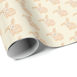 Cute Brown Bunny Rabbit - transparant op beige. Cadeaupapier