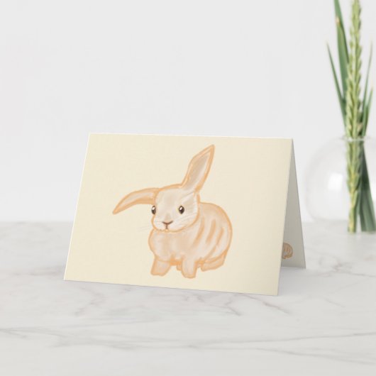 Cute Brown Bunny Rabbit - transparant op beige. Kaart (Voorkant)