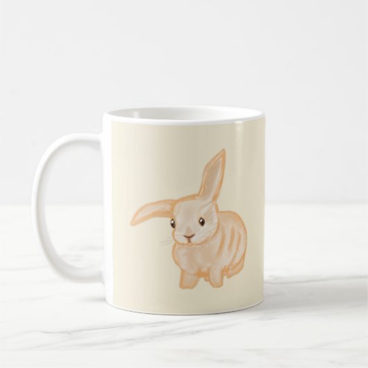 Cute Brown Bunny Rabbit - transparant op beige. Koffiemok (Links)