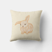 Cute Brown Bunny Rabbit - transparant op beige. Kussen (Achterkant)