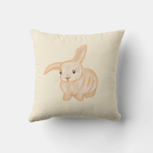 Cute Brown Bunny Rabbit - transparant op beige. Kussen (Achterkant)