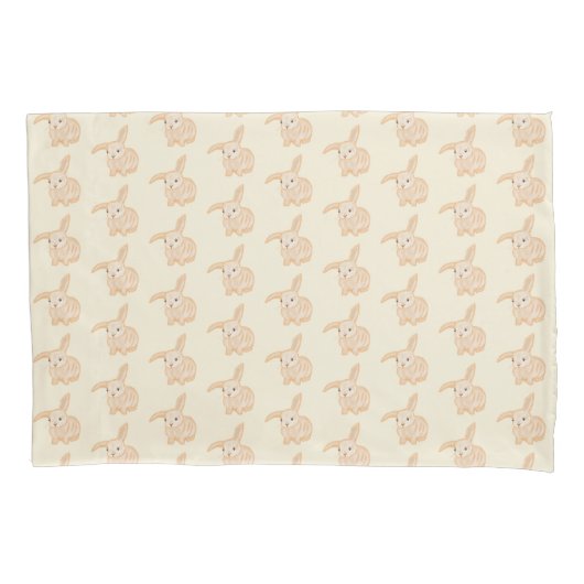 Cute Brown Bunny Rabbit - transparant op beige. Kussensloop (Voorkant)