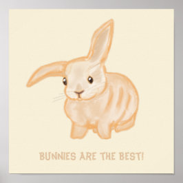 Cute Brown Bunny Rabbit - transparant op beige. Poster
