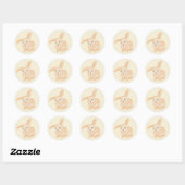 Cute Brown Bunny Rabbit - transparant op beige. Ronde Sticker (Vel)