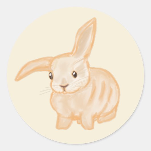 Cute Brown Bunny Rabbit - transparant op beige. Ronde Sticker (Voorkant)
