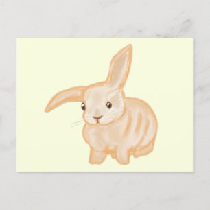 Cute Brown Bunny Rabbit - transparant op geel. Briefkaart