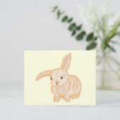 Cute Brown Bunny Rabbit - transparant op geel. Briefkaart (Staand voorkant)