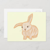 Cute Brown Bunny Rabbit - transparant op geel. Briefkaart (Voorkant / Achterkant)
