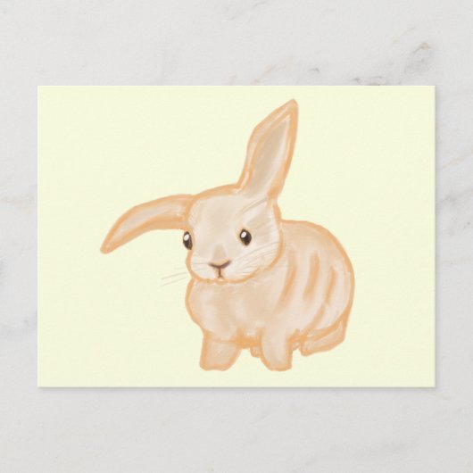 Cute Brown Bunny Rabbit - transparant op geel. Briefkaart (Voorkant)