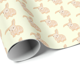 Cute Brown Bunny Rabbit - transparant op geel. Cadeaupapier