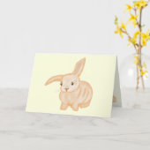 Cute Brown Bunny Rabbit - transparant op geel. Kaart (Gele Bloem)