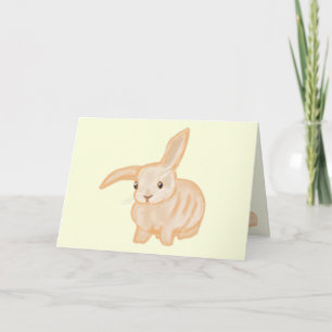 Cute Brown Bunny Rabbit - transparant op geel. Kaart