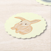 Cute Brown Bunny Rabbit - transparant op geel. Kartonnen Onderzetters (Gekanteld)