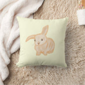 Cute Brown Bunny Rabbit - transparant op geel. Kussen (Deken)