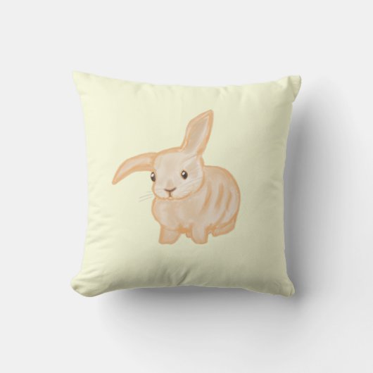 Cute Brown Bunny Rabbit - transparant op geel. Kussen (Voorkant)
