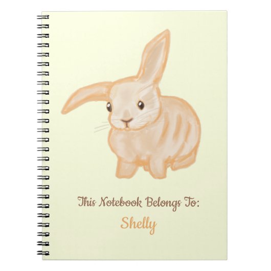 Cute Brown Bunny Rabbit - transparant op geel. Notitieboek (Voorkant)