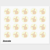 Cute Brown Bunny Rabbit - transparant op geel. Ronde Sticker (Vel)