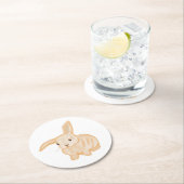 Cute Brown Bunny Rabbit - transparant op wit. Ronde Kartonnen Onderzetter (Insitu)