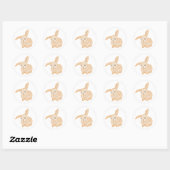 Cute Brown Bunny Rabbit - transparant op wit. Ronde Sticker (Vel)