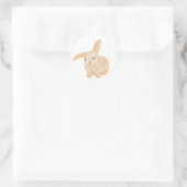 Cute Brown Bunny Rabbit - transparant op wit. Ronde Sticker (Tas)