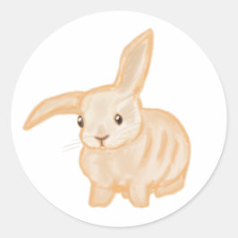 Cute Brown Bunny Rabbit - transparant op wit. Ronde Sticker