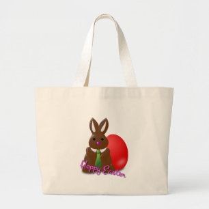 Cute Brown Bunny Rabbit wil je een hap-paasje Grote Tote Bag