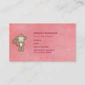 Cute Brown Cartoon Monkey zit neer | Kawaii Visitekaartje (Achterkant)