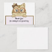 Cute Brown Cat Dank je wel kaarten Notitiekaartje (Voorkant / Achterkant)