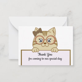 Cute Brown Cat Dank je wel kaarten Notitiekaartje