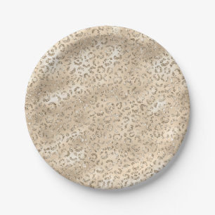 Cute brown Cheetah Leopard Skin Print Patroon Papieren Bordje
