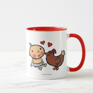 Cute Brown Chicken Peck op de wang voor Baby Mok