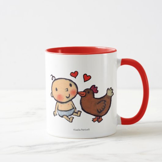 Cute Brown Chicken Peck op de wang voor Baby Mok (Rechts)