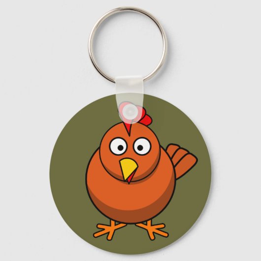 Cute Brown Chicken Sleutelhanger (Voorkant)