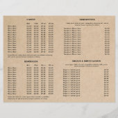 Cute Brown Coffee Cup Coffee Shop Menu (Achterkant)