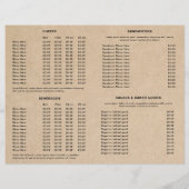 Cute Brown Coffee Cup Coffee Shop Menu (Achterkant)