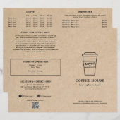 Cute Brown Coffee Cup Coffee Shop Menu (Voorkant / Achterkant)