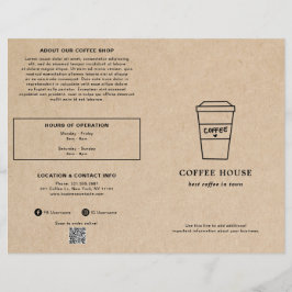 Cute Brown Coffee Cup Coffee Shop Menu