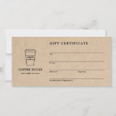 Cute Brown Coffee Shop Gift Certificate (Voorkant)