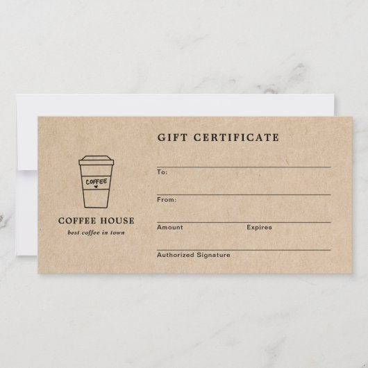 Cute Brown Coffee Shop Gift Certificate (Voorkant)