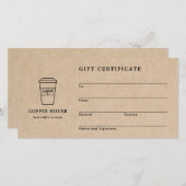 Cute Brown Coffee Shop Gift Certificate (Voorkant / Achterkant)