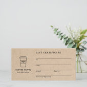 Cute Brown Coffee Shop Gift Certificate (Staand voorkant)