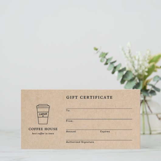 Cute Brown Coffee Shop Gift Certificate (Staand voorkant)