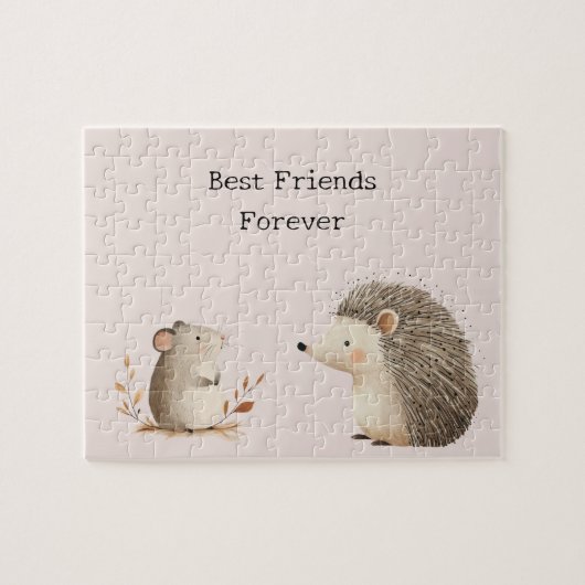 Cute Brown Cream Hedgehog Mouse Best Friends Legpuzzel (Horizontaal)
