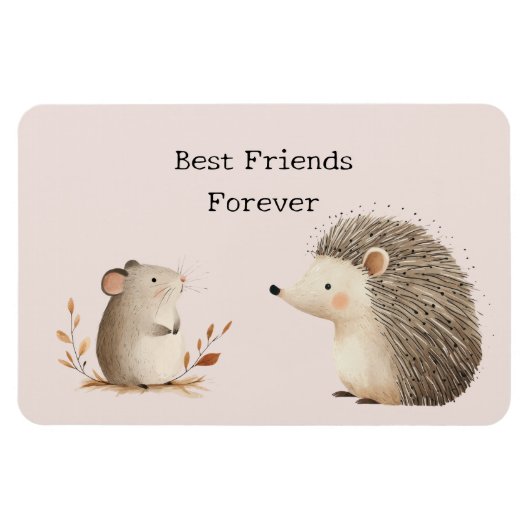 Cute Brown Cream Hedgehog Mouse Best Friends Magneet (Horizontaal)