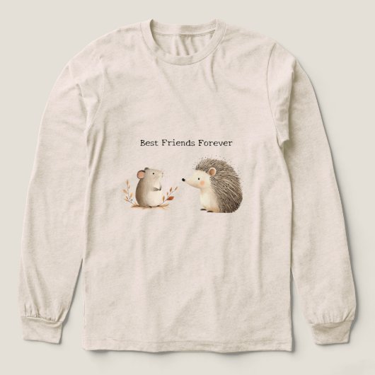 Cute Brown Cream Hedgehog Mouse Best Friends Tri-Blend Shirt (Voorkant)